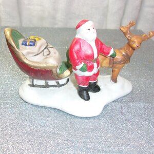 HXS-33 LEMAX 1992 SANTA SLEIGH WITH  REINDEER FIGURINE